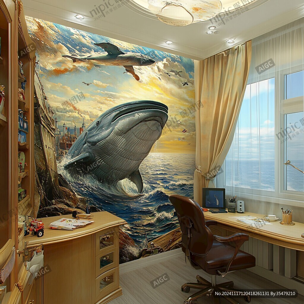 3d鲸鱼壁画