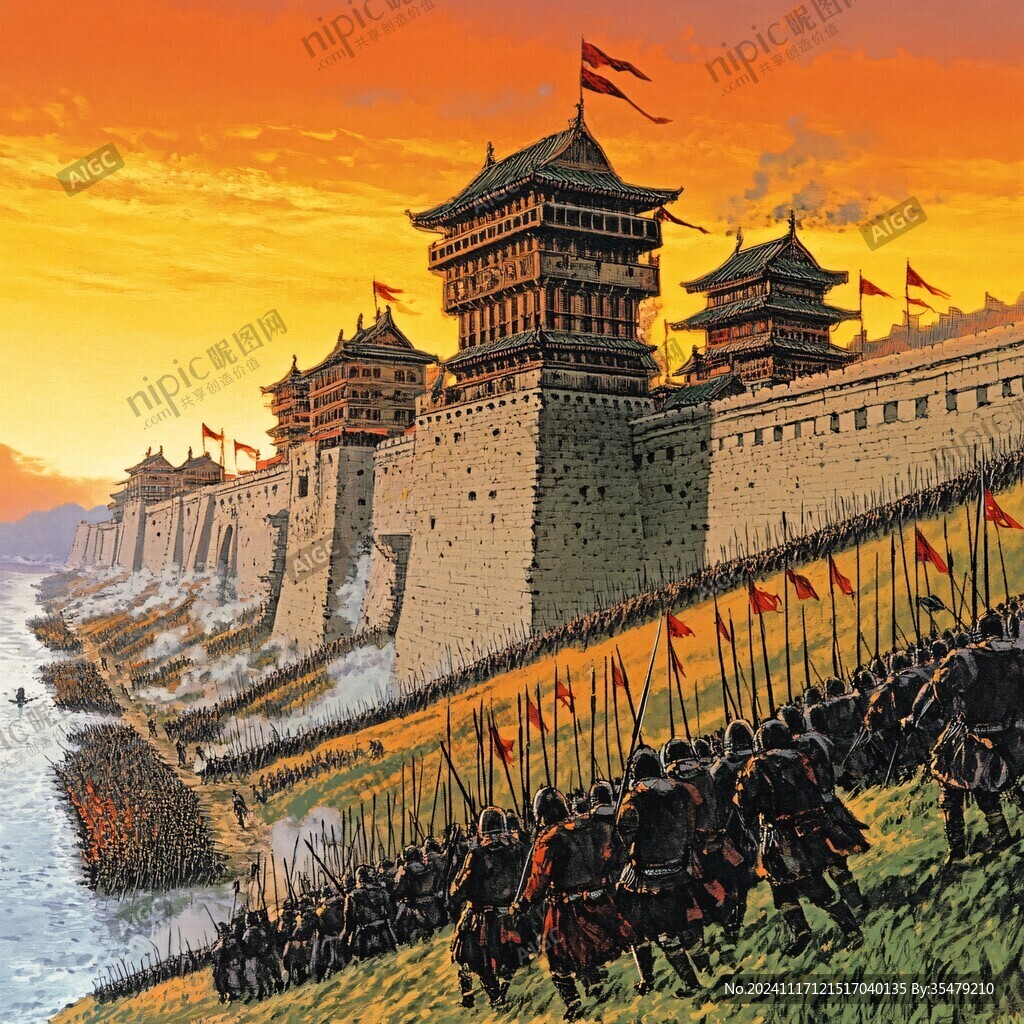 古代修城墙场景