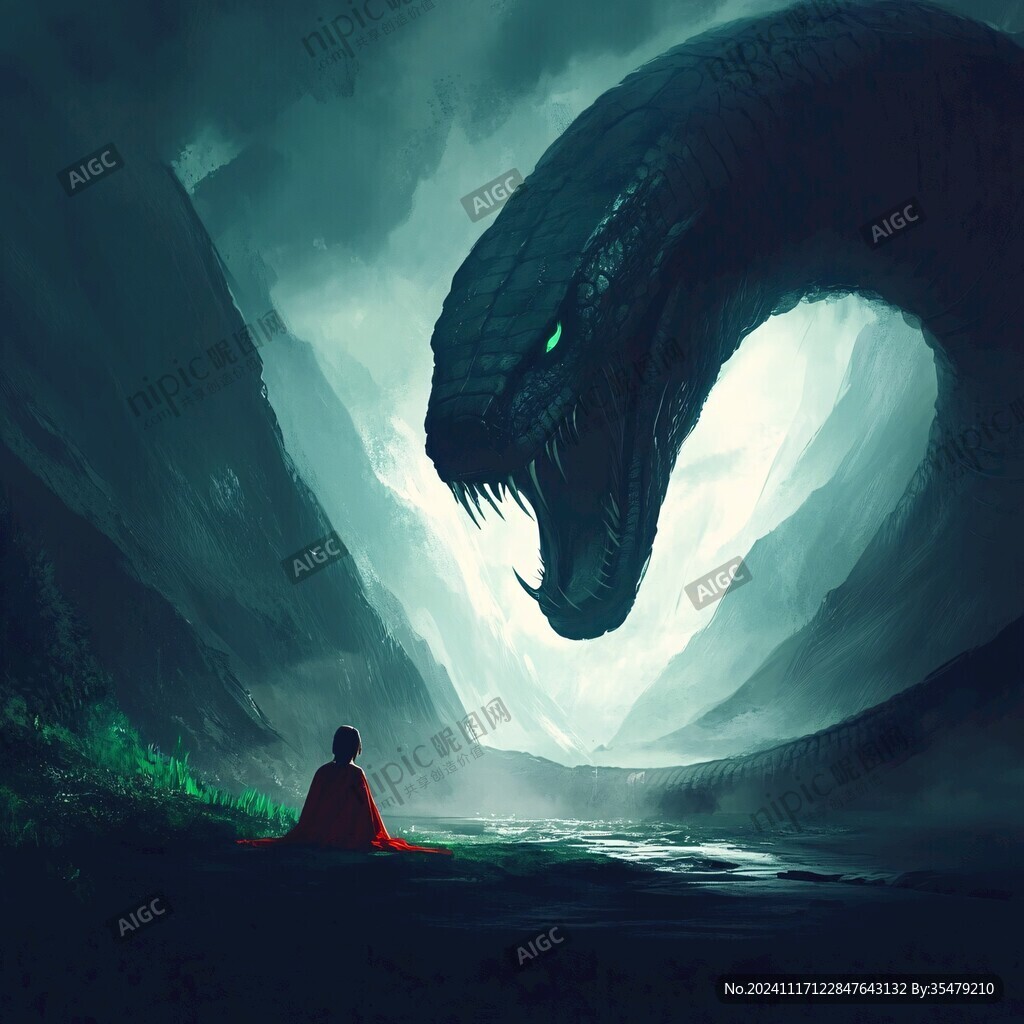 插画龙与蛇