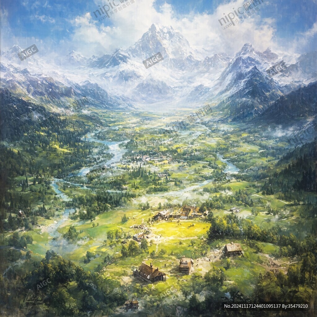 油画山谷