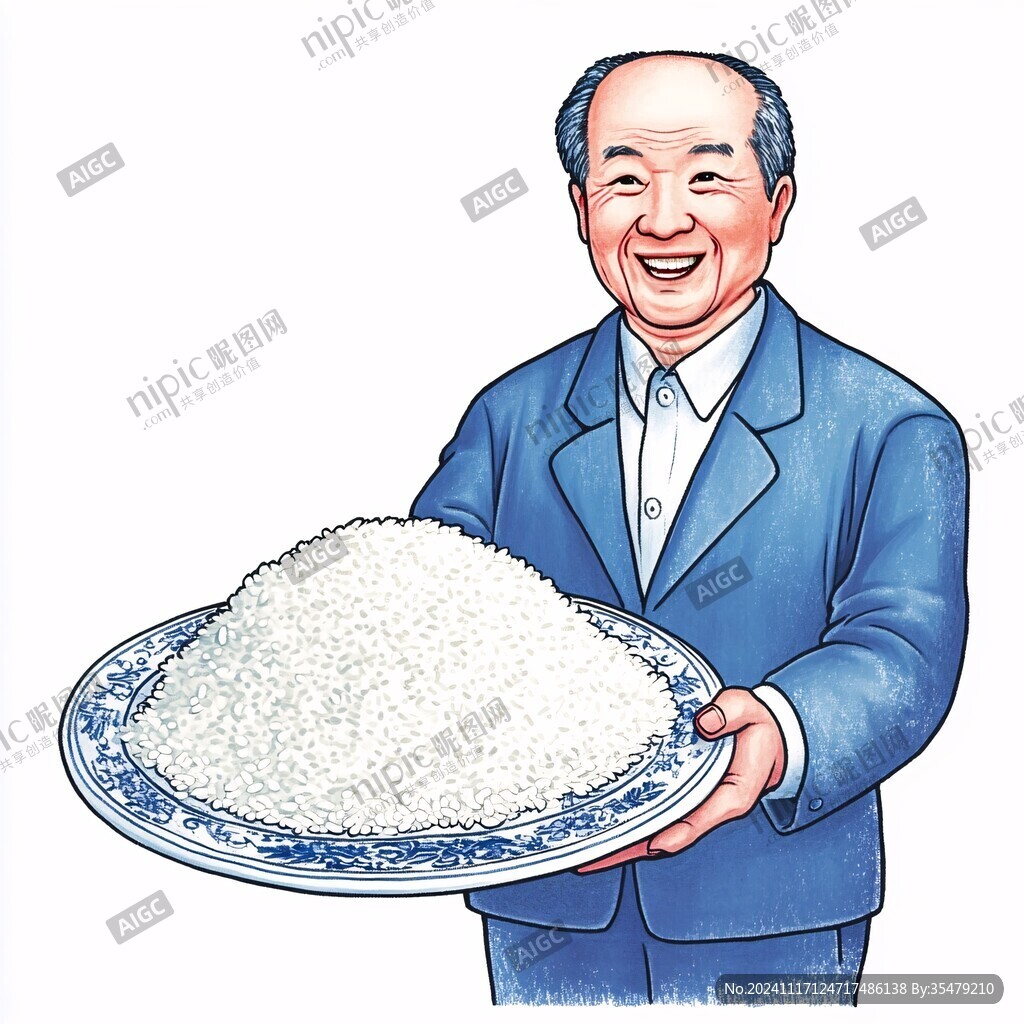 朝鲜田间人物大米插画