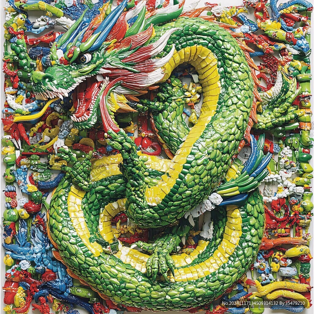 二龙戏珠琉璃壁画