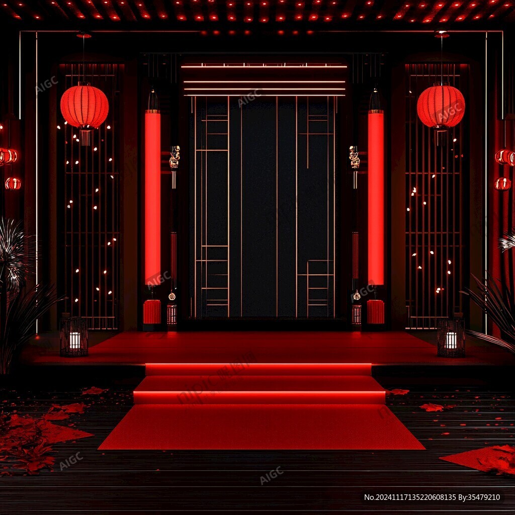 红色新中式迎宾区