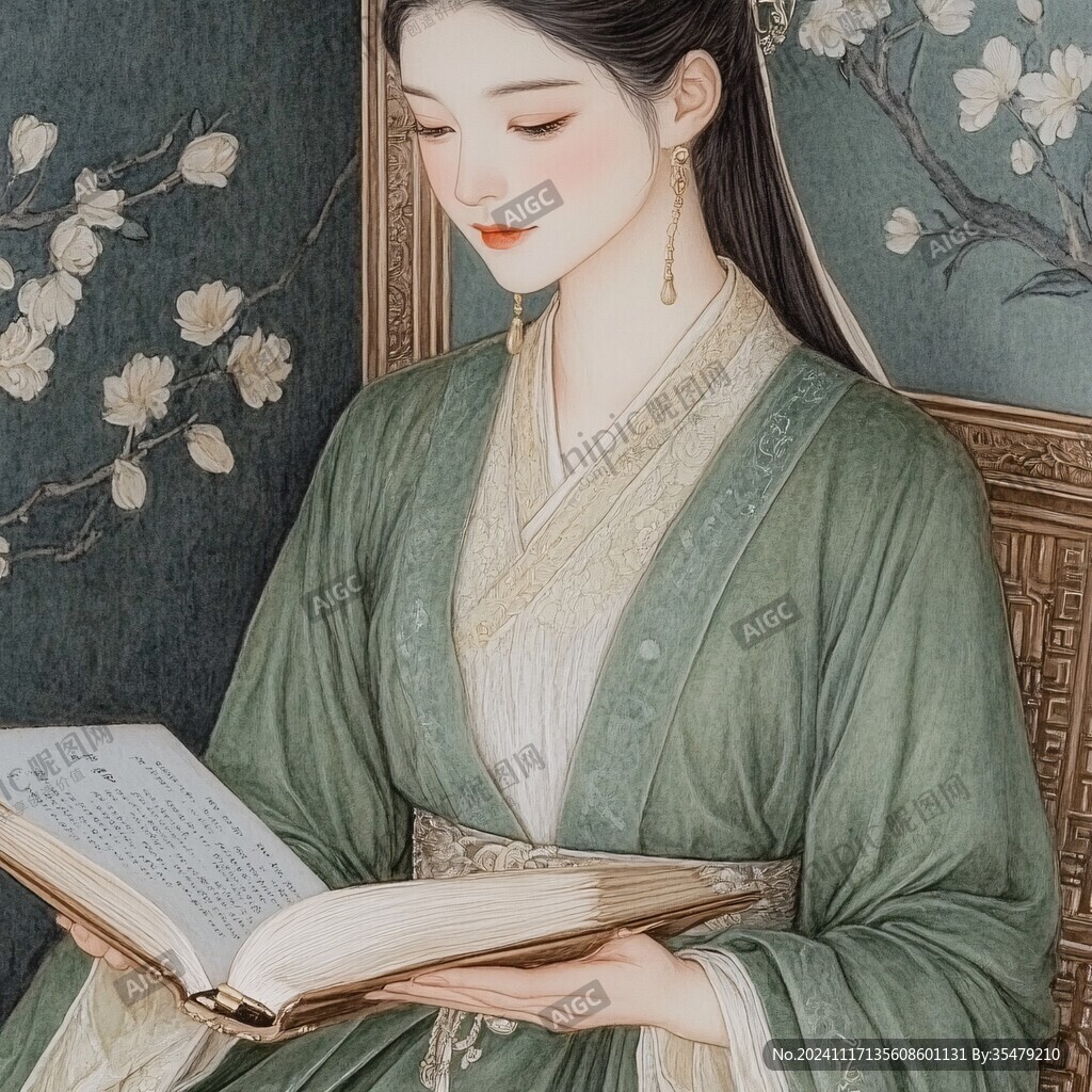 古风美女头像插画封面