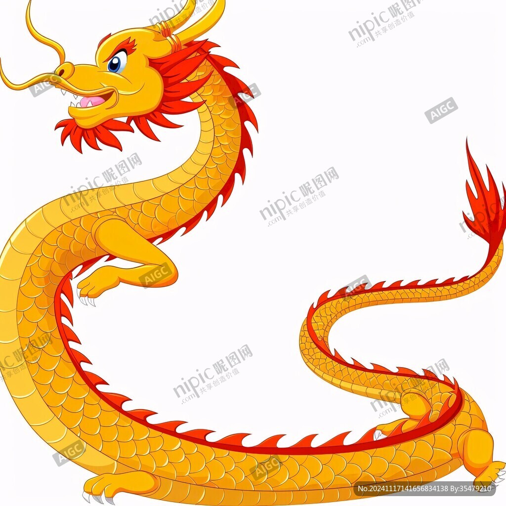 蜿龙扁平卡通插画