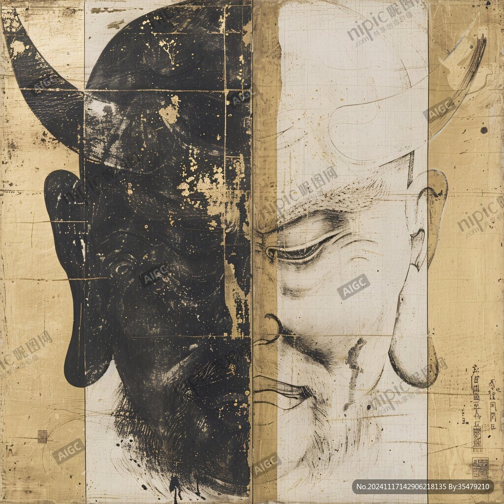 人脸色块拼接装饰画