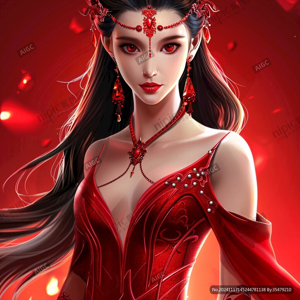 红衣少女设计古风