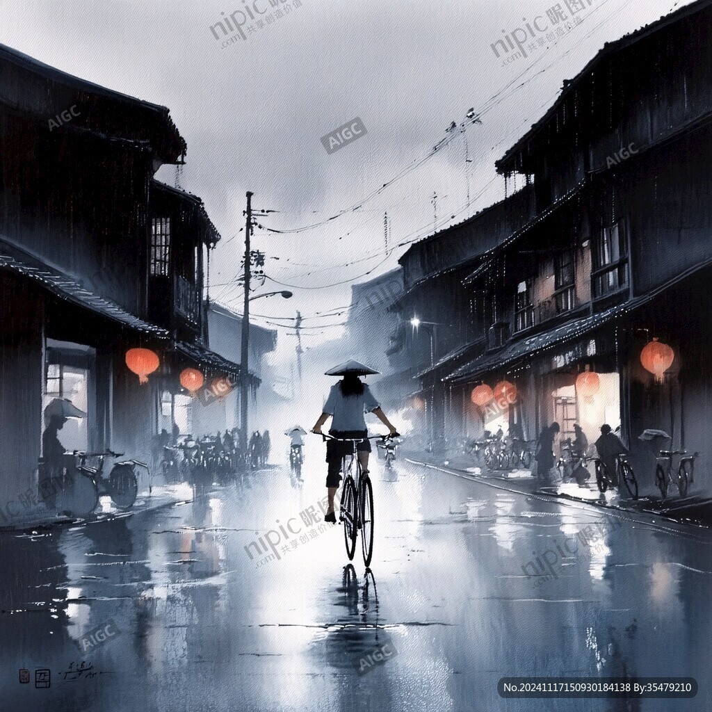 雨巷插画
