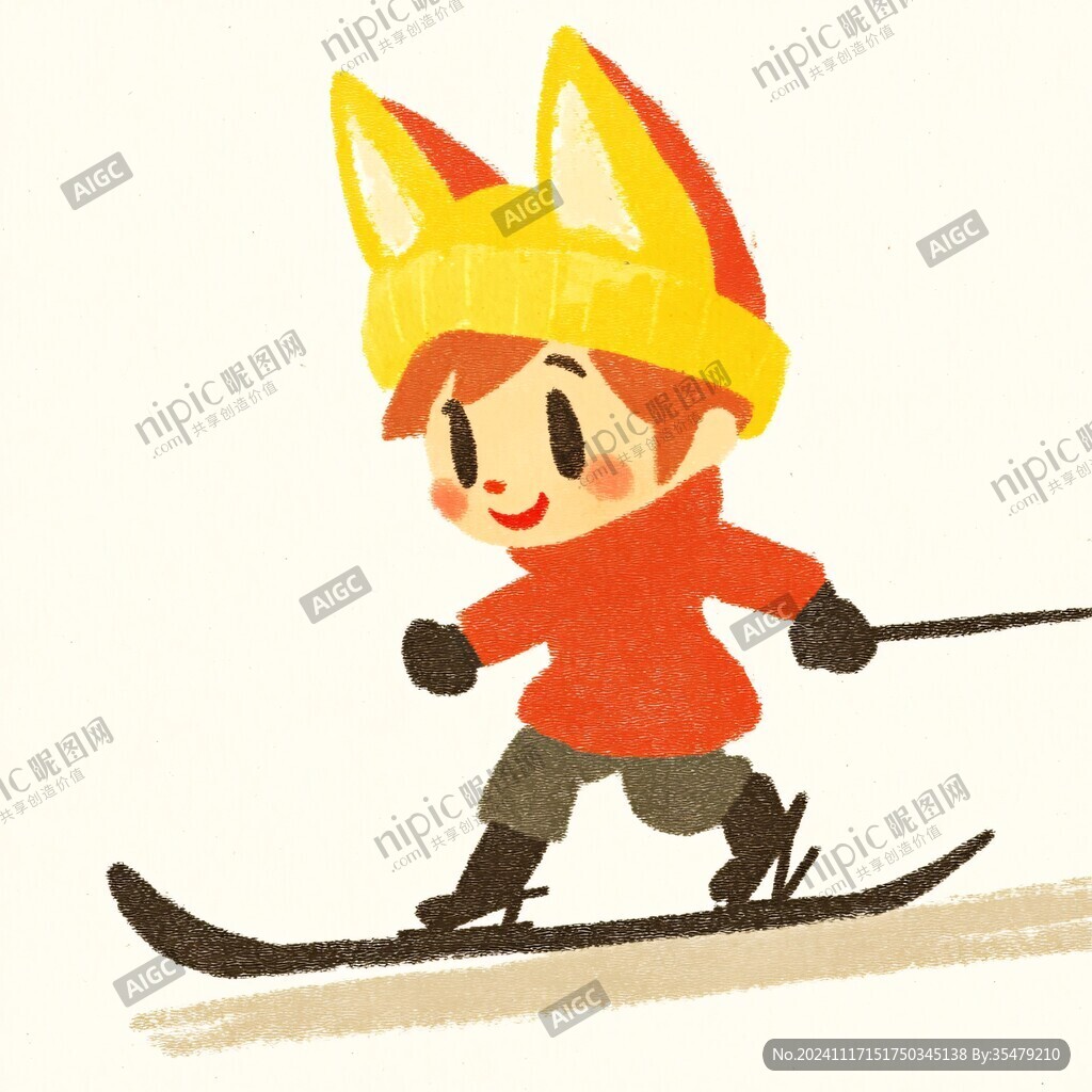 插画滑雪