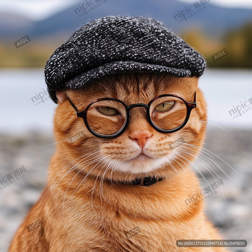 戴帽子的橘猫