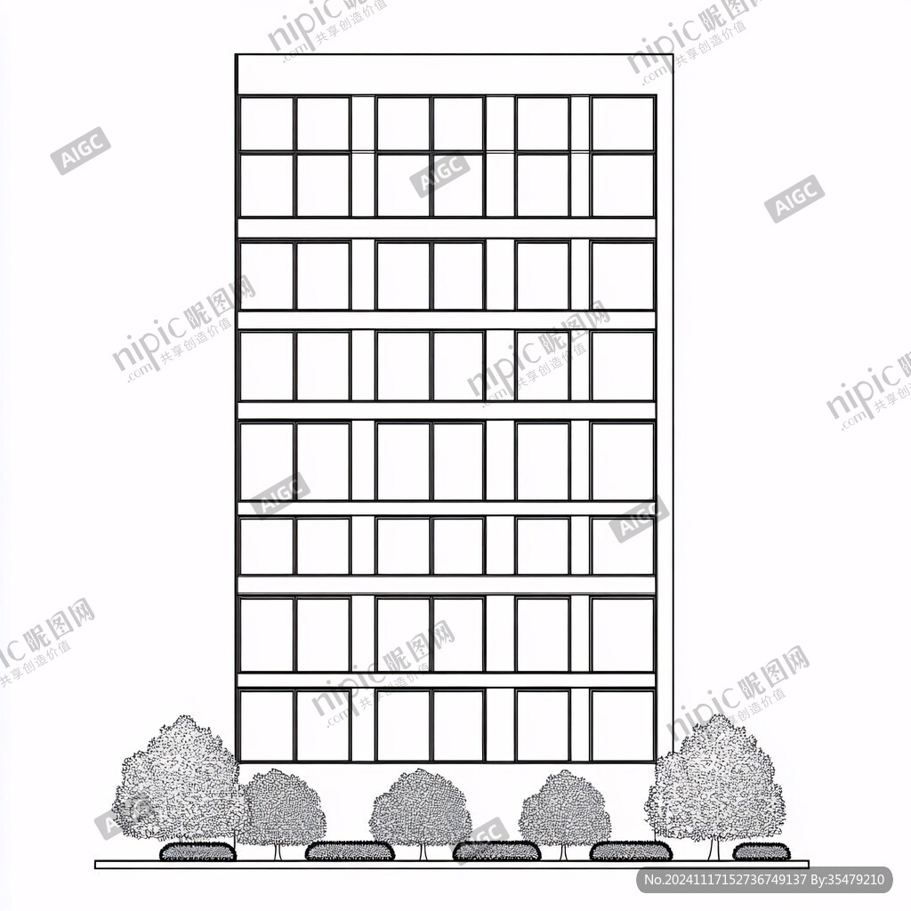 建筑剪影立面图效果图