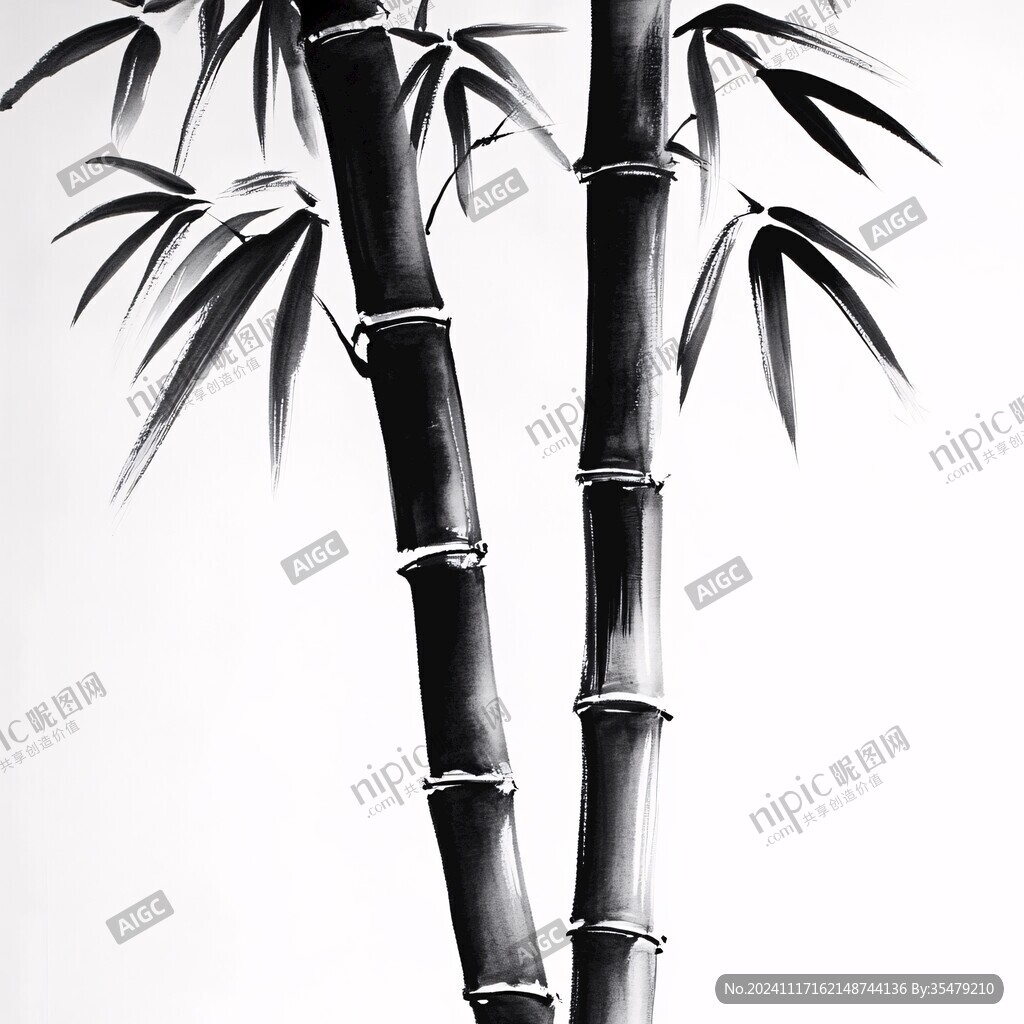 黑白竹子装饰画