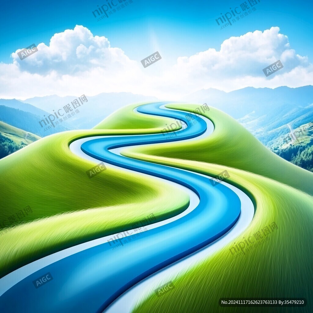 蜿蜒河流山间道路