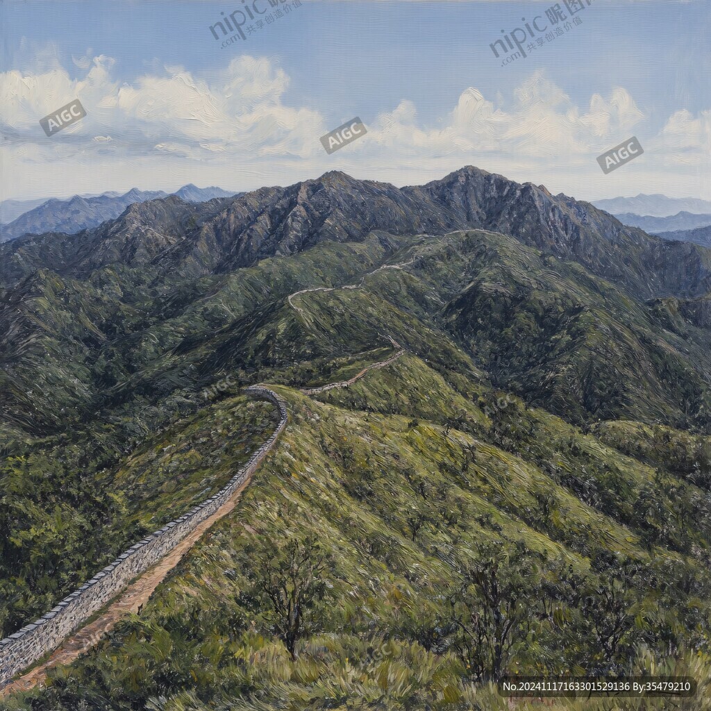 油画长城