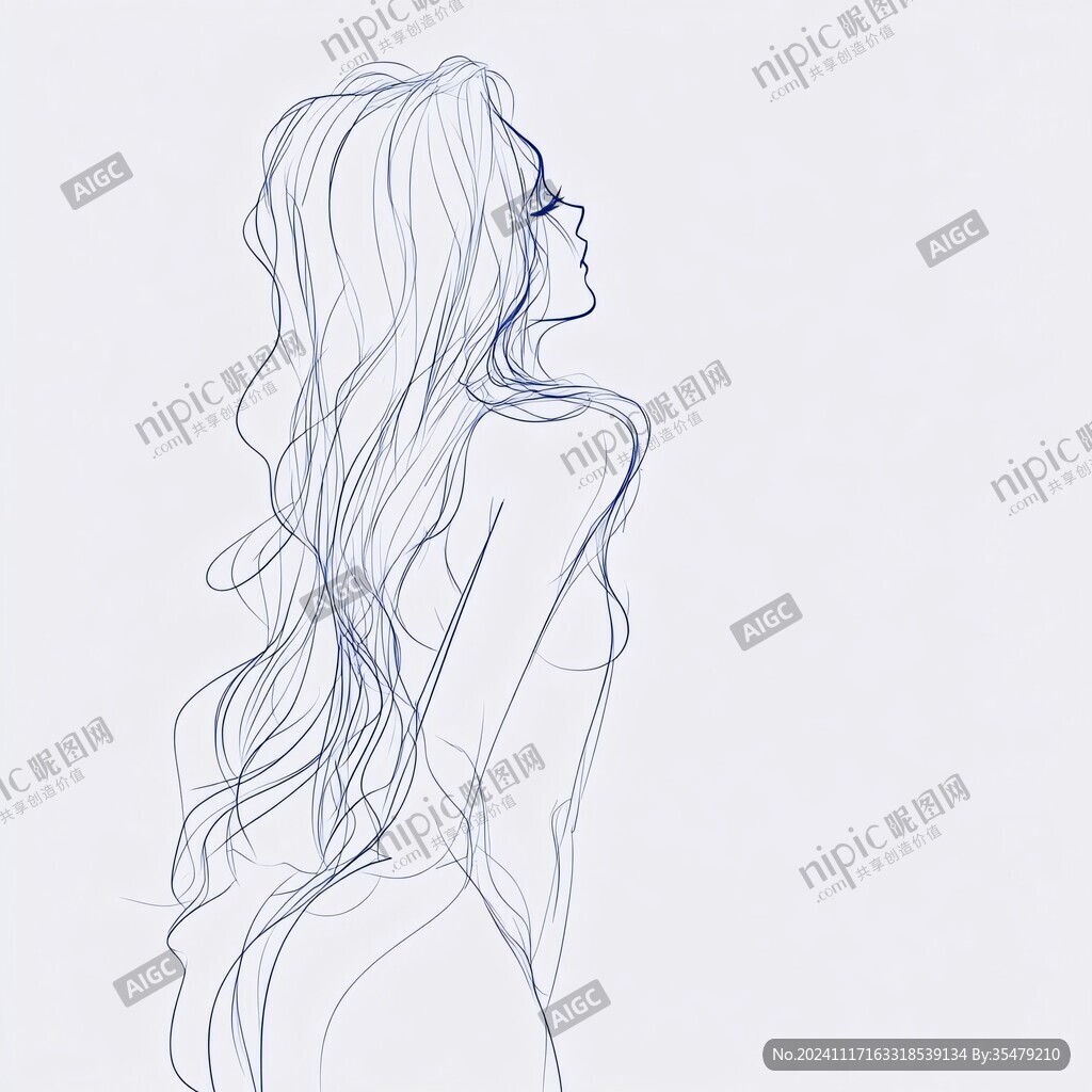 女人侧脸线稿