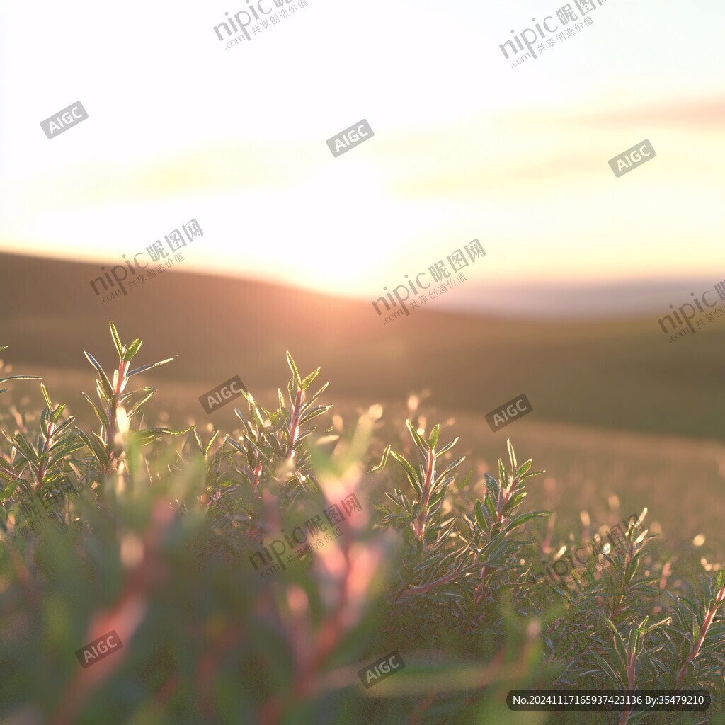 植物霞光余辉草原