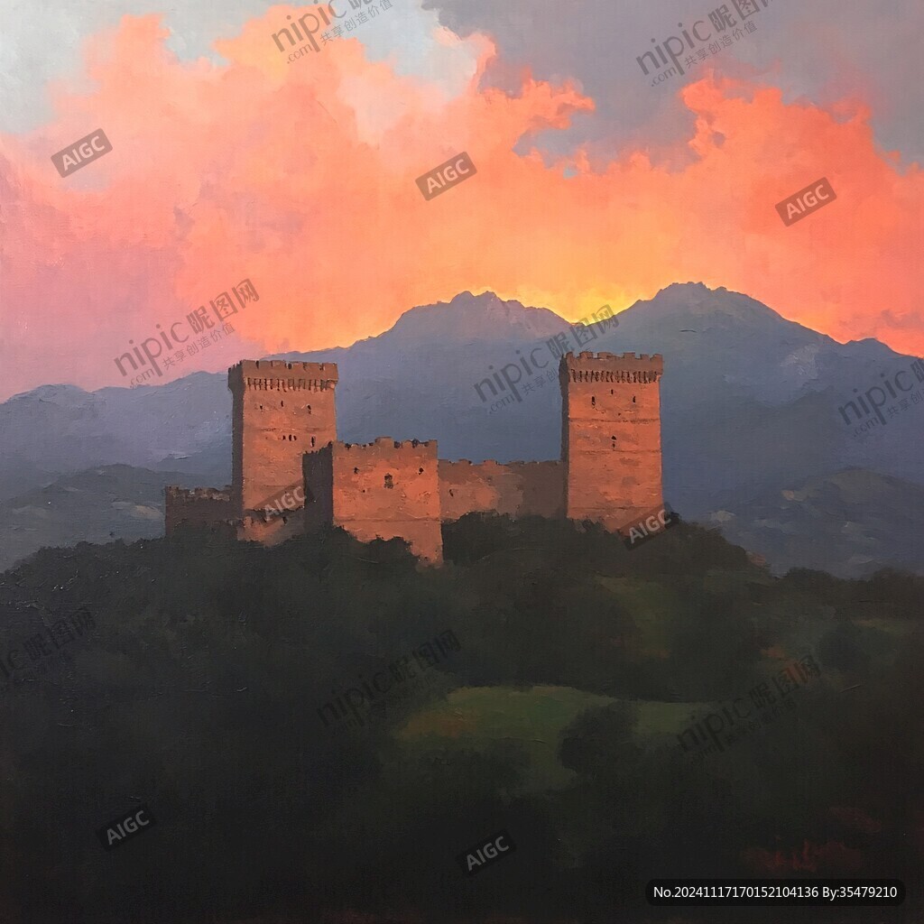 古堡油画