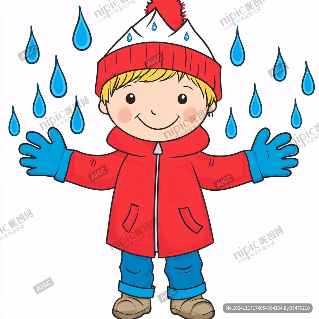 卡通下雨男孩