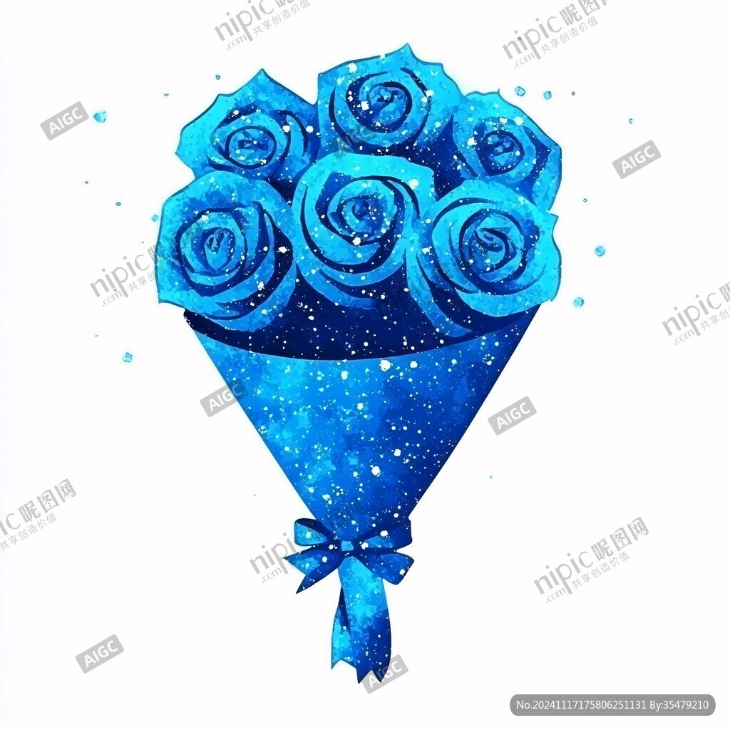 红袖玫瑰花蓝色满天星