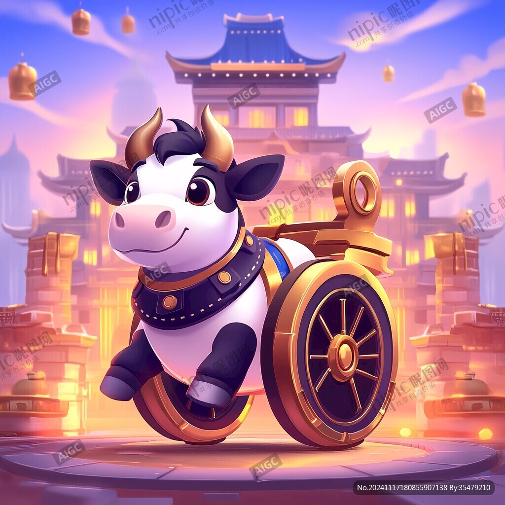 卡通酷酷的牛文创插图
