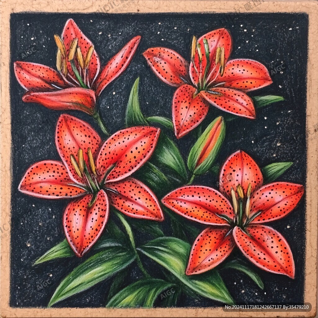 百合花版画