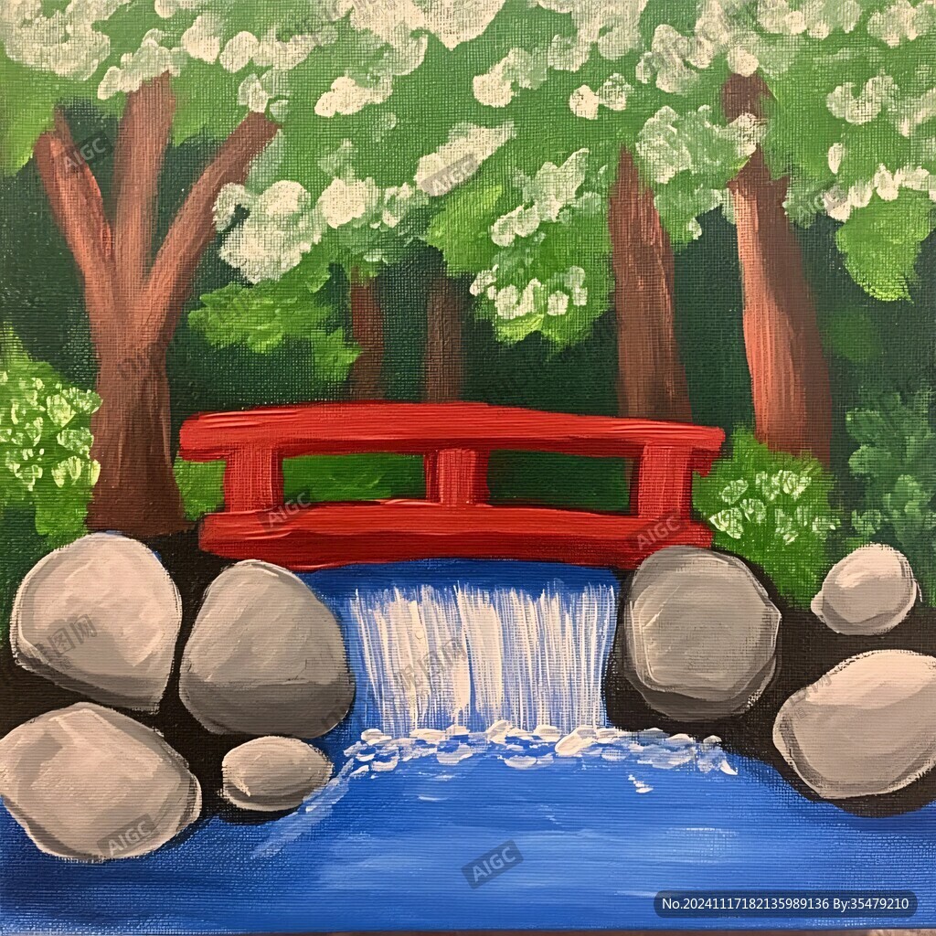小溪艺术画