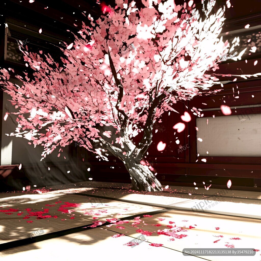 室内桃花树