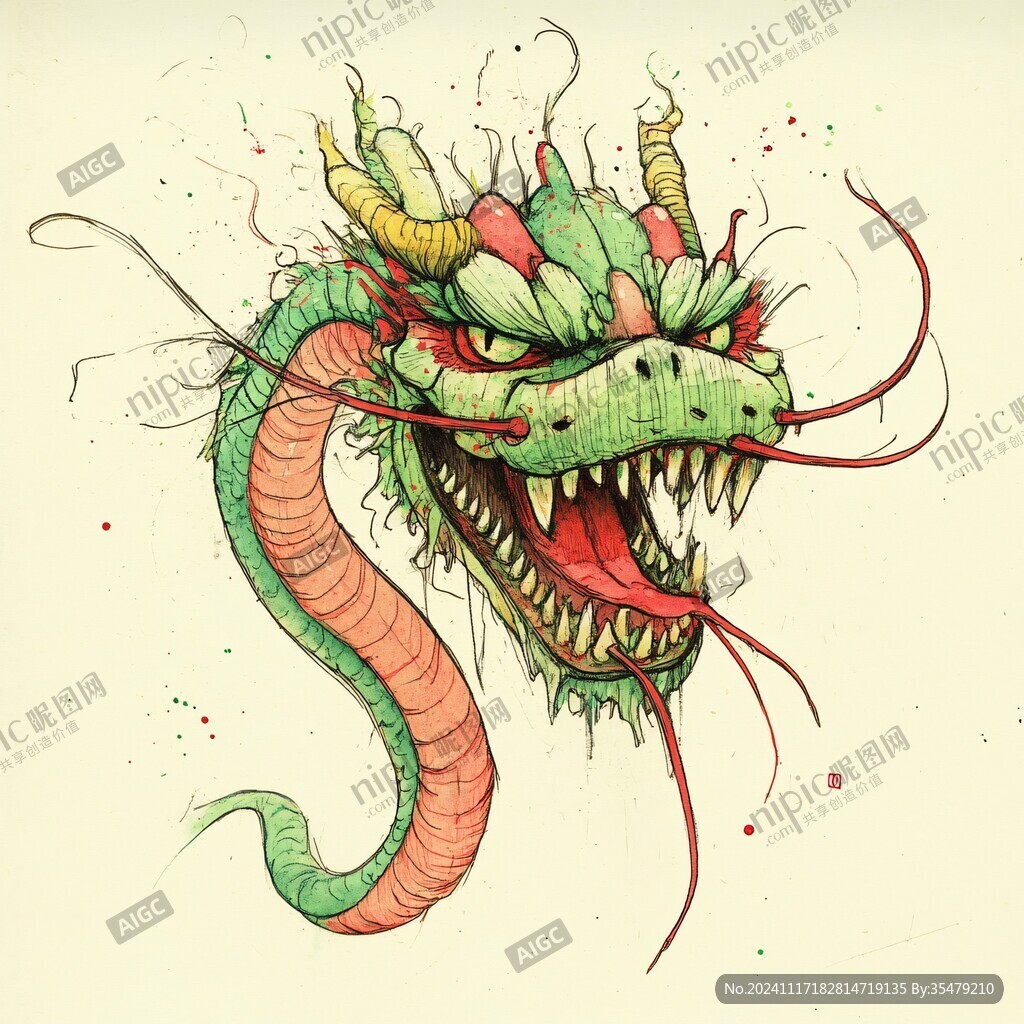 手绘龙年插画