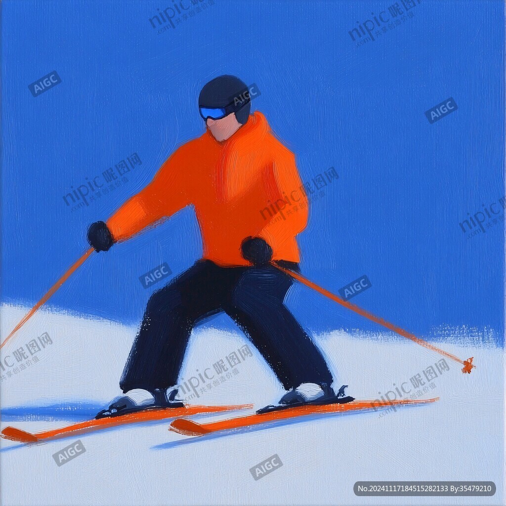 滑雪运动户外出插画