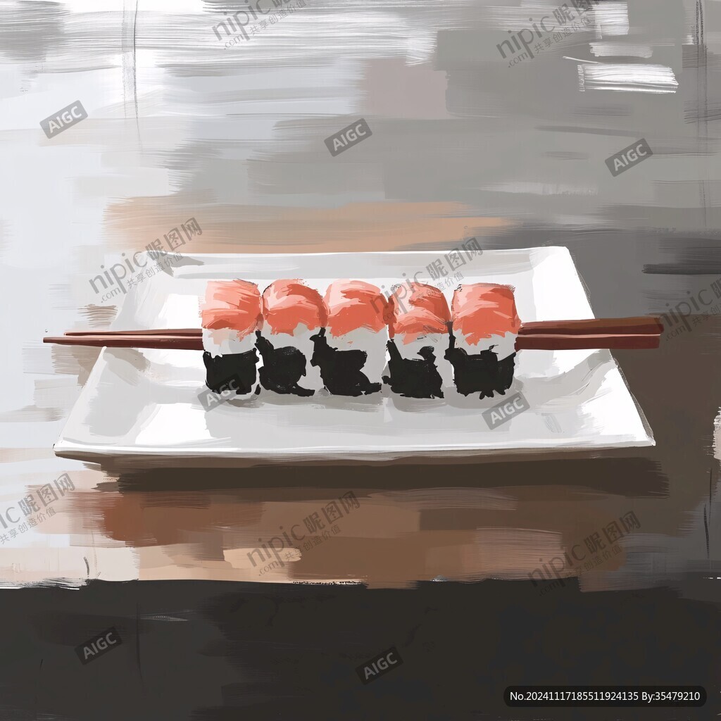 三文鱼寿司寿司插画
