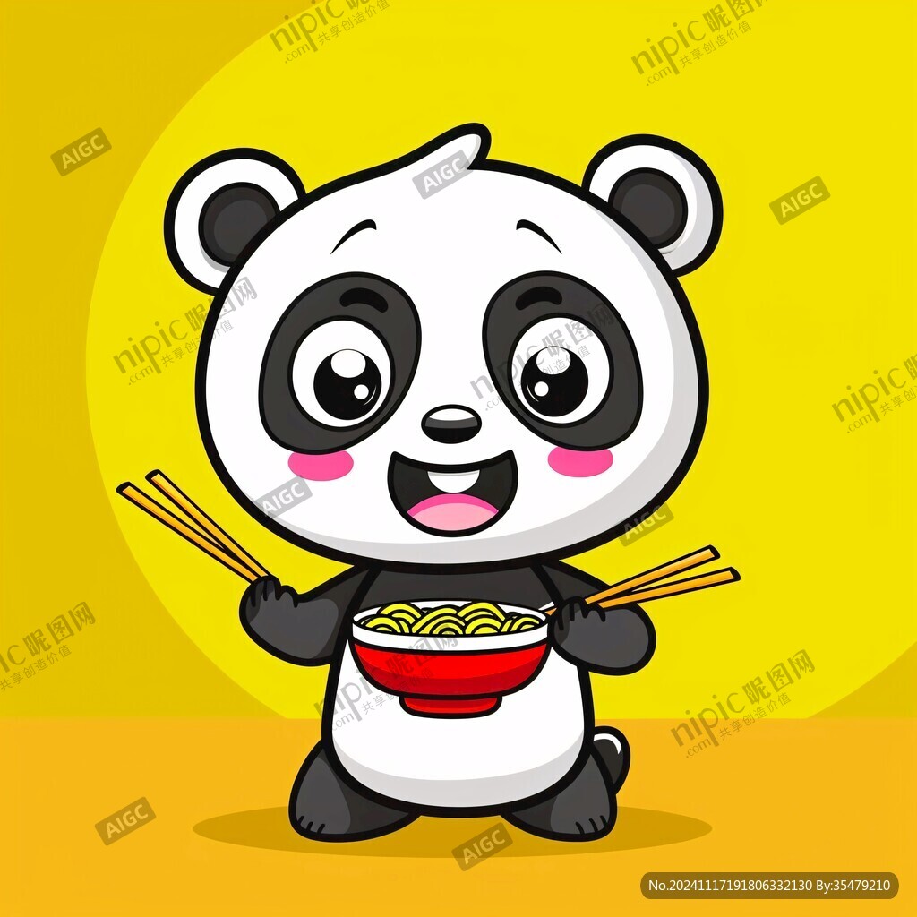 吃面条的熊猫