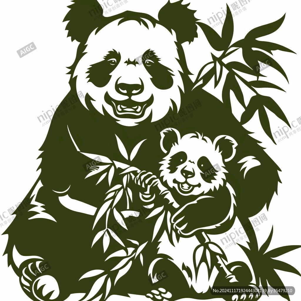熊猫抱菠萝图案