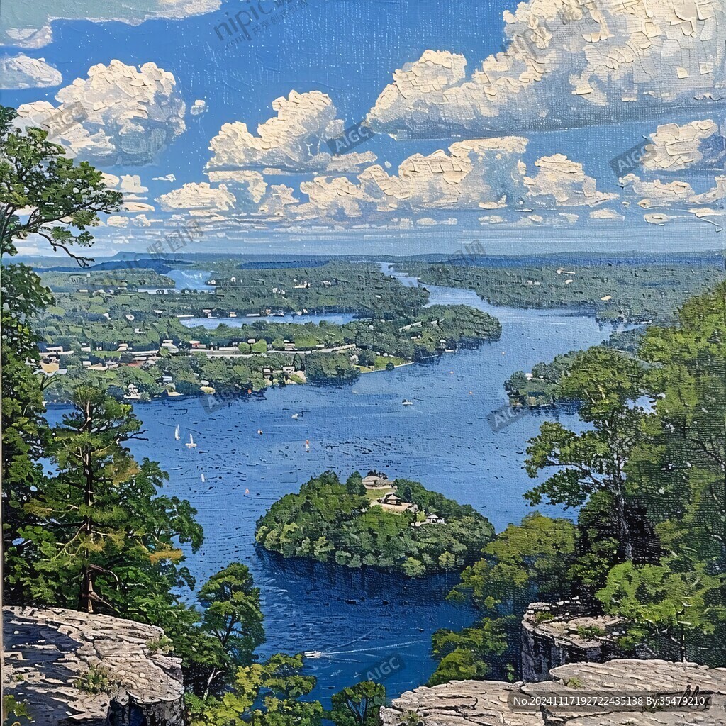 巨幅湖泊风景