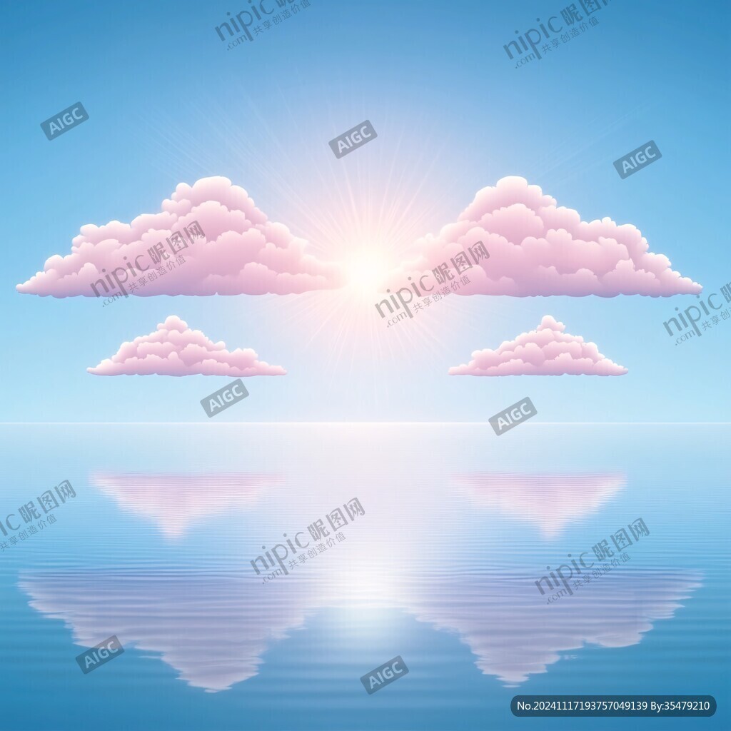 白云倒影蓝色天空