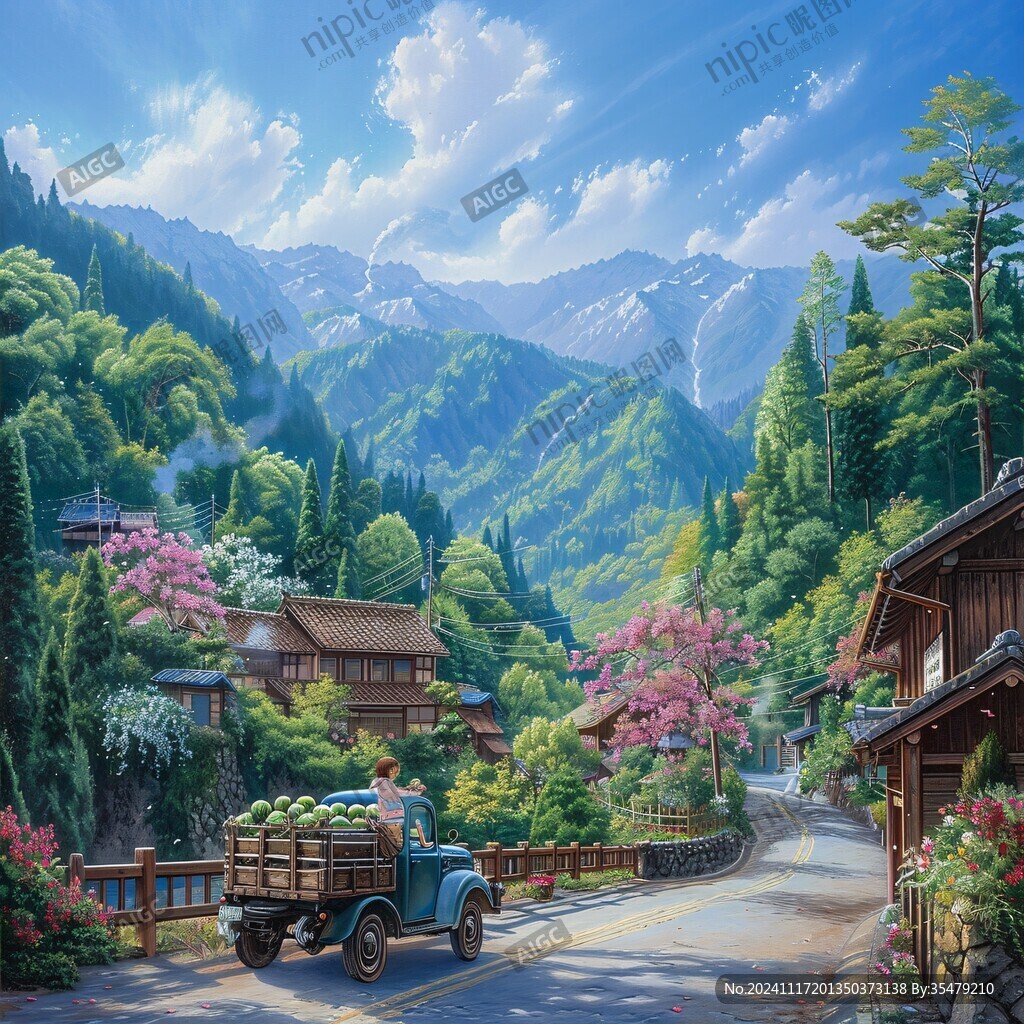乡村场景插画