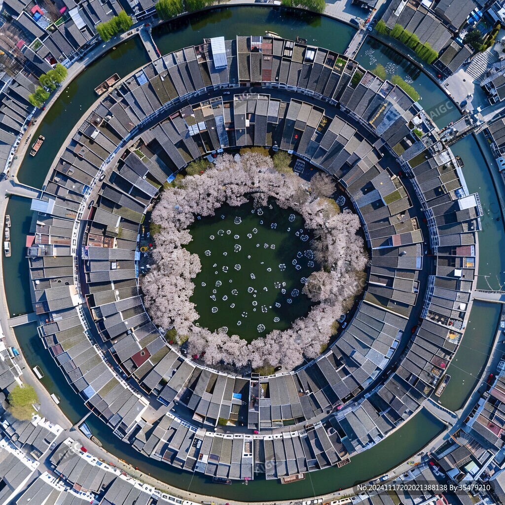 鱼眼城市绿地