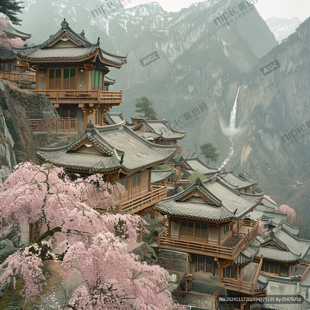 春山楼阁仙境