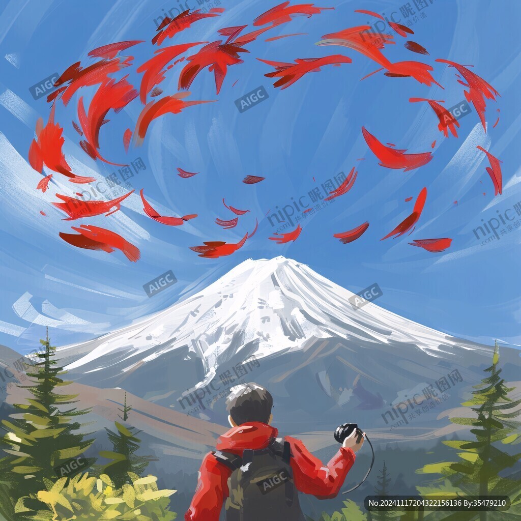 富士山插画
