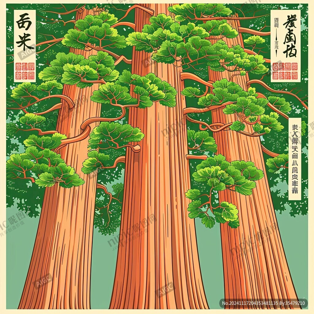 迎客松包装插画