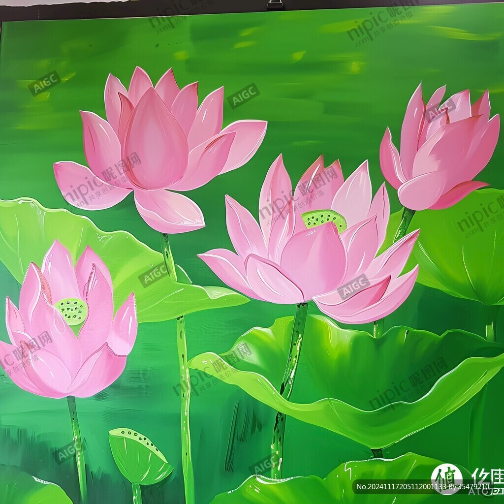 墙绘荷花