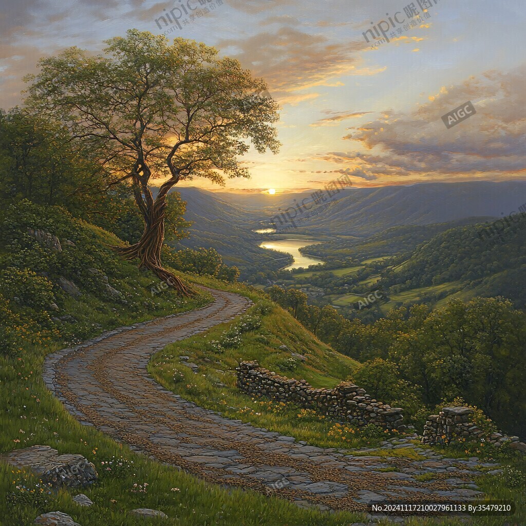 唯美风景油画素材