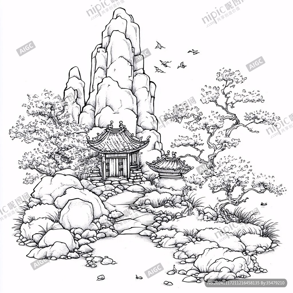 弇山园线稿