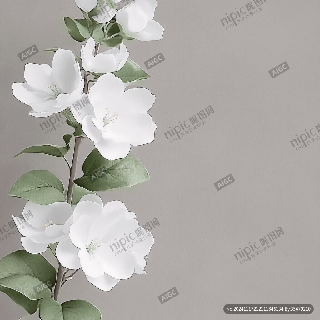 写实喷绘茉莉花