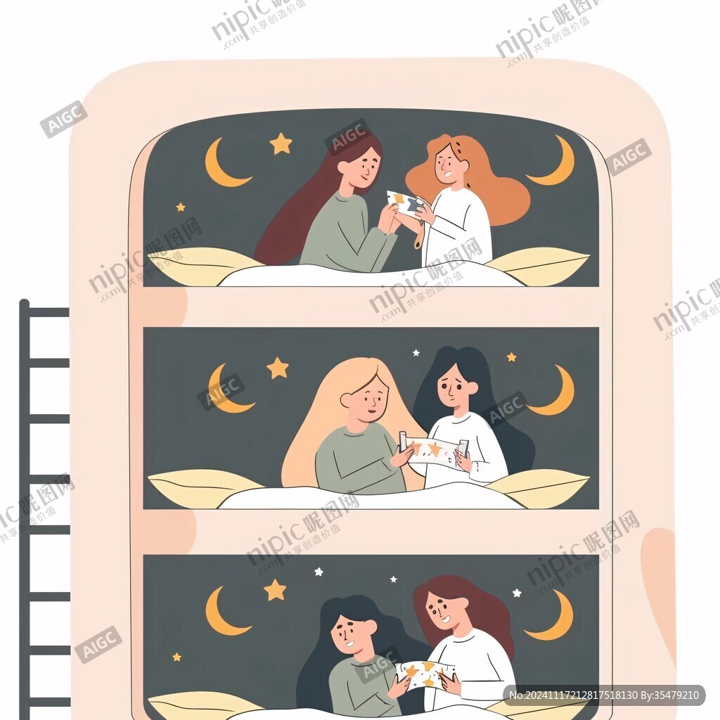 扁平风插画闺蜜女孩