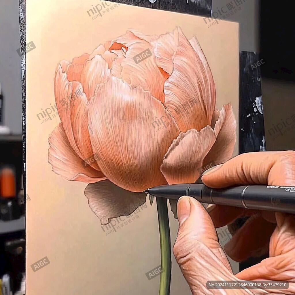 郁金香彩铅画