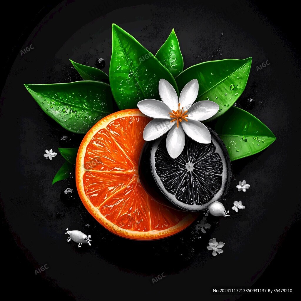 手绘橙子草本