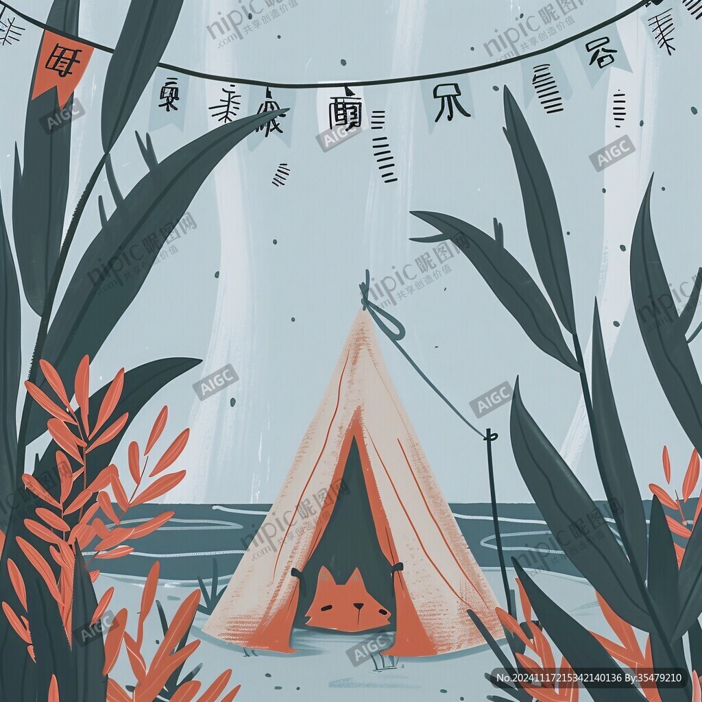 帐篷户外插画