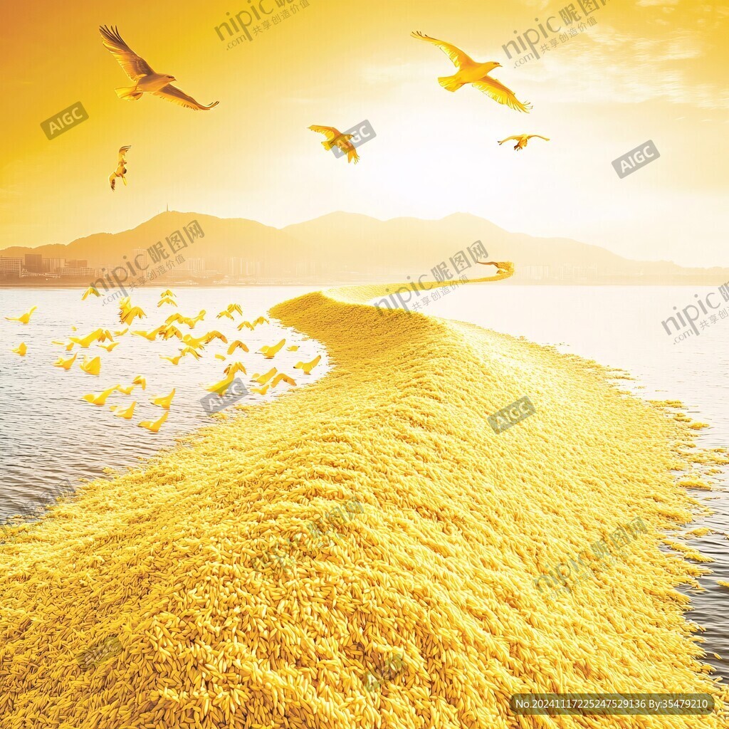 丰收时节金色海洋背景