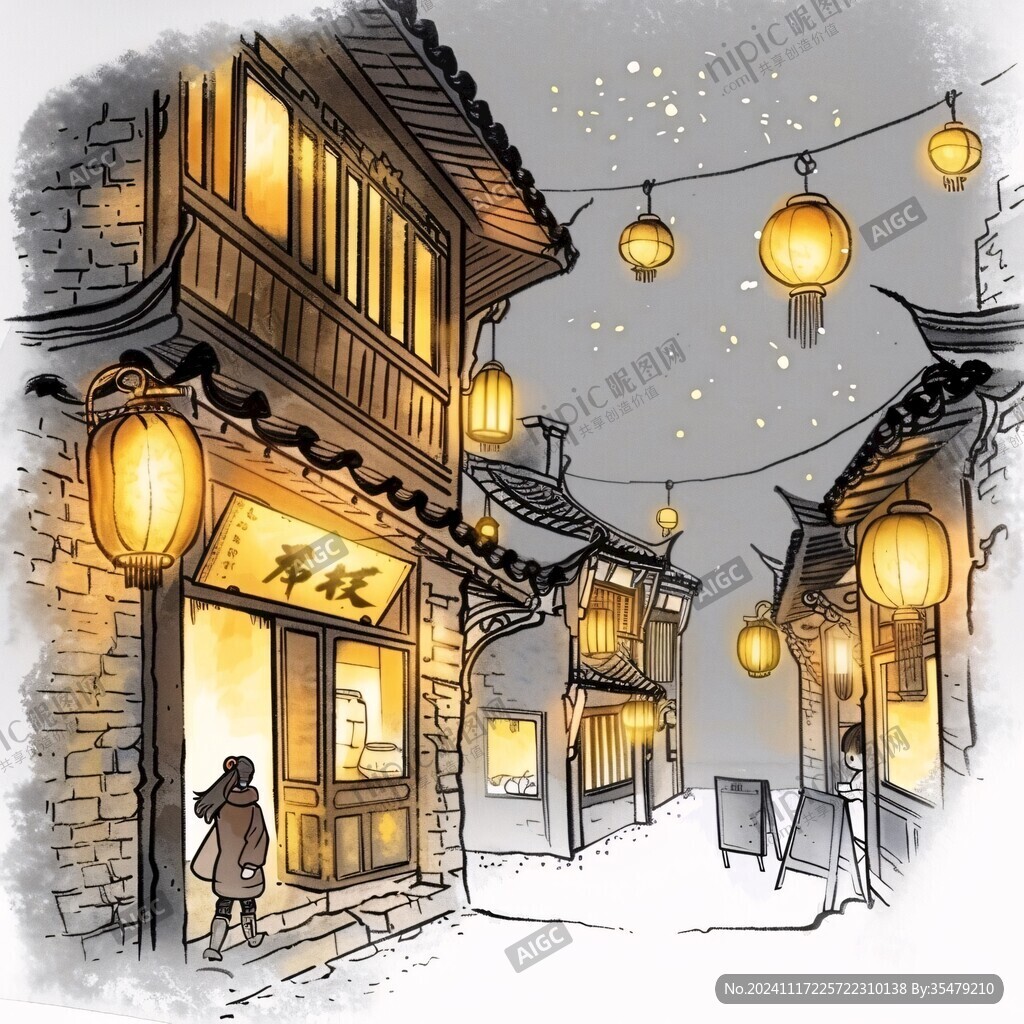古街插画