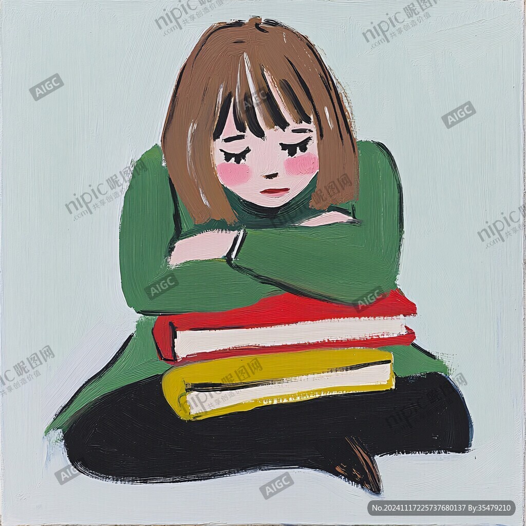 认真看书的女孩